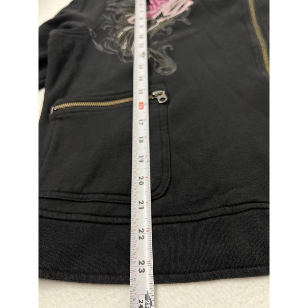 Harley Davidson Jacket Women Large Black Snap Embroidered Roses Rock Vintage Y2K - Picture 10 of 11